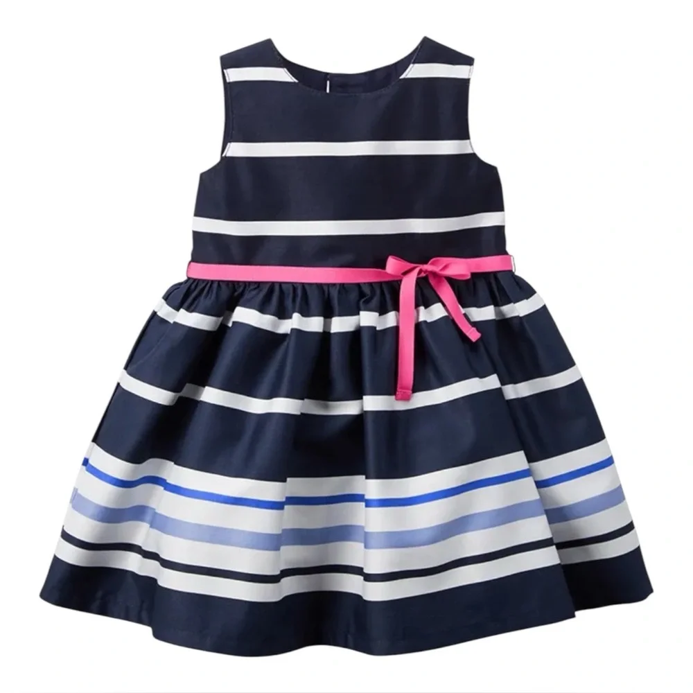 Carter's Baby Girl Dress Blue and White Stripe Sleeveless,‎ Size 6 Months